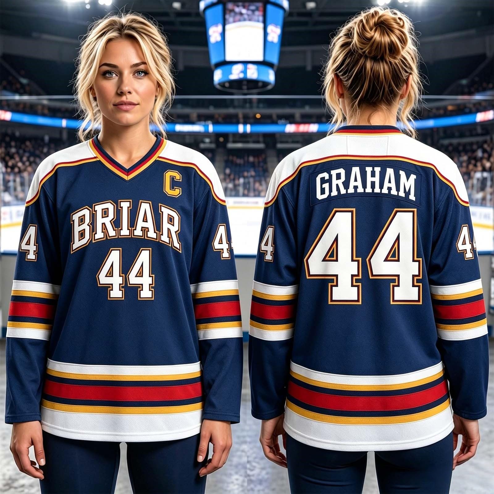 Maillot de Hockey Grahams 44 Sweatshirt Uniforme Hockey sur Glace Col V Manches Longues