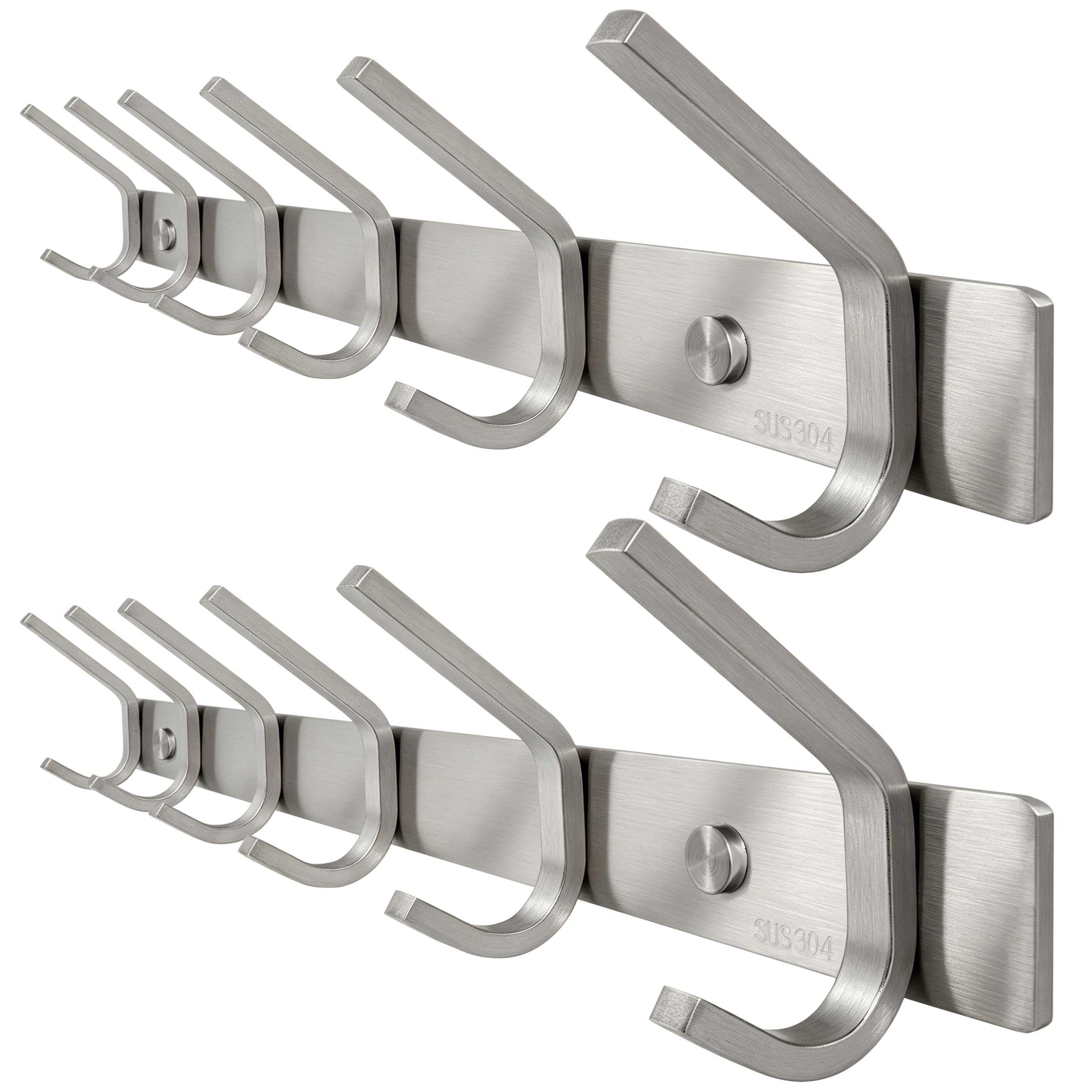 WEBI 304 Stainless Steel Hook Rail 2-Pack