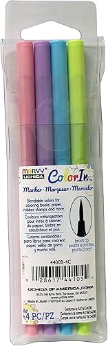 UCHIDA, ColorIn, 4 piezas, juego de rotuladores de punta de pincel, colores pastel