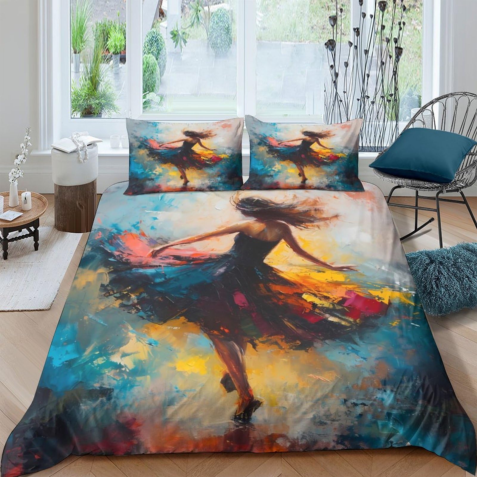 Ctjqhvkz Style-8 3D Printed Colorful Ballerina Fitted Sheet Microfiber Soft Artistic Abstract Bed Cover For Bedroom Guest Room Decor Single（135X200cm）