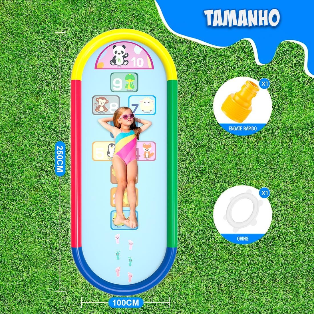 Splash Sprinkler Pad Piscina Chafariz Infantil 250 * 100cm