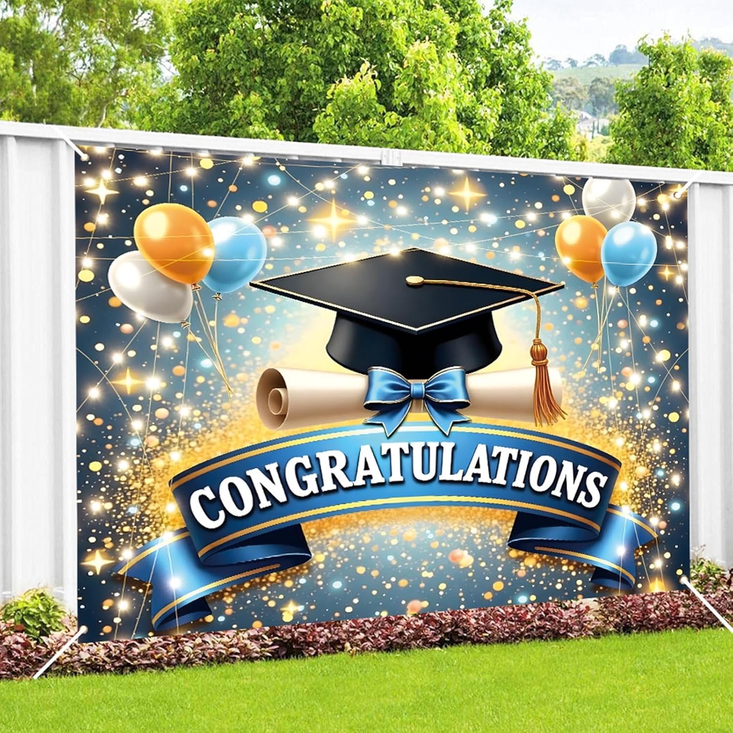 Congratulations Grad Backdrop - Graduate Ceremony Photography Background Prop | Congratulations Photo Booth Backdrop, Party Favor for High School, College, University - Image 6
