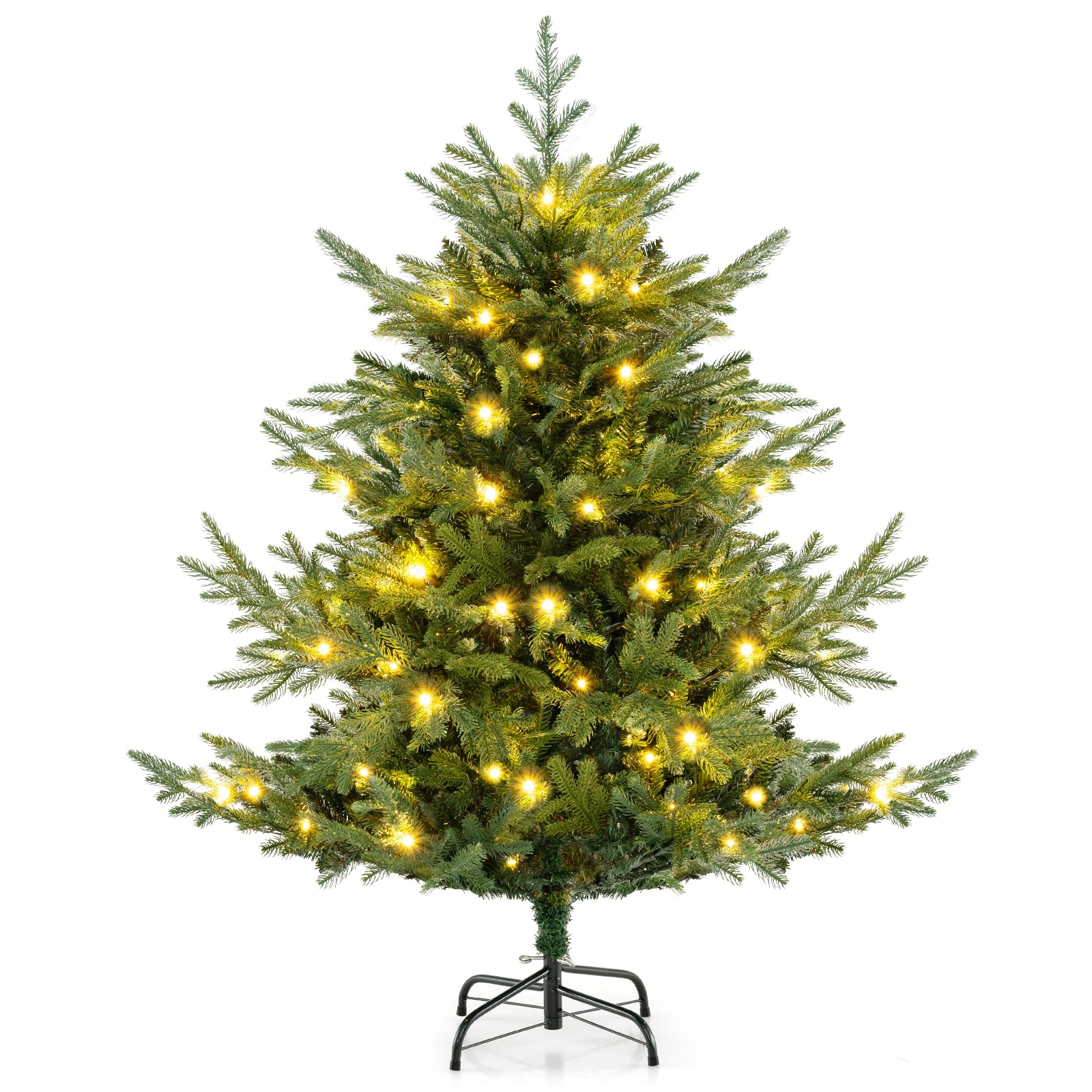 COSTWAY Árbol de Navidad Verde 135/180 cm, Arbol de Navidad con Luces Incorporadas, 160/240 Luces LED Blanco Cálido, 8 Modos, 442/778 Ramas de PE y PVC, Arvore de Natal Hogar Oficina Fiesta (135 cm)