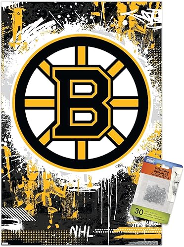 Miniatura 7 de Trends International NHL Boston Bruins - Póster de pared con el logotipo Maximalist 23, 22.37 x 34.00 pulgadas, paquete de póster y alfiler premium