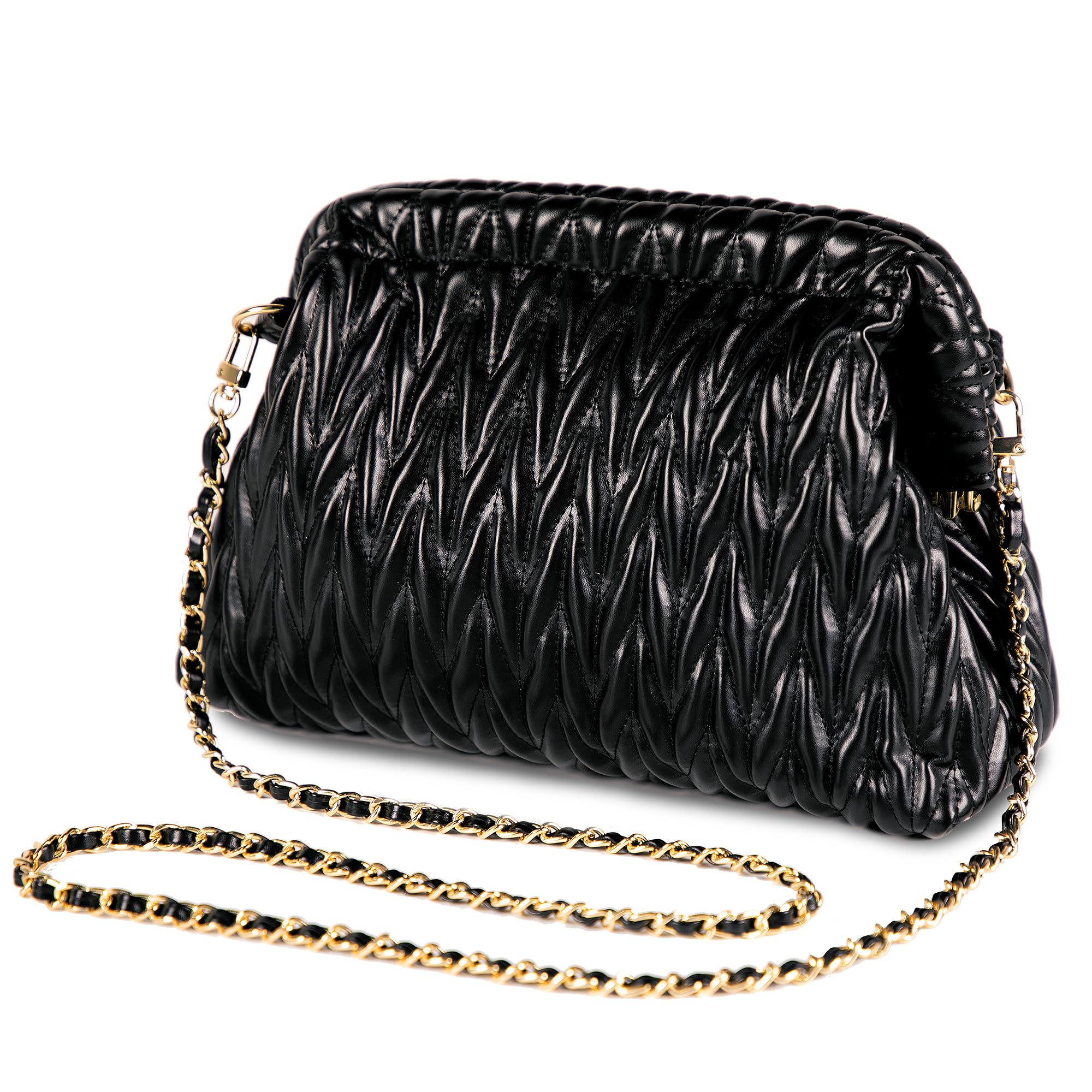 Homsunyi Women Clutch Bag Women's Evening Handbag Pleated PU Clutch Purse Quilted Handbags for Women Wedding Cocktail Party