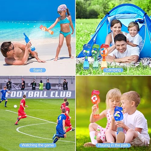 Miniatura 7 de QearFun Ventilador de niebla de mano de dinosaurio con spray de agua, ventilador personal con pilas, ventilador portátil para niños para niños,