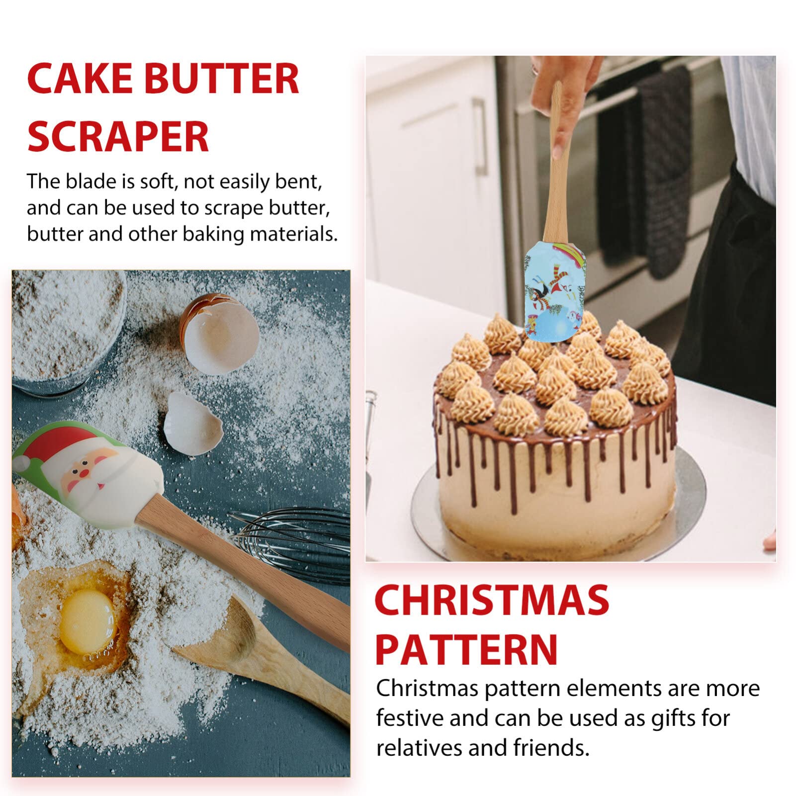 PRETYZOOM 4piezas Espátulas Para Pasteles De Navidad De Utensilios Creativos Para Decorar y Mezclar Crema y Mantequilla Herramientas De Repostería Antiadherentes Accesorios De Cocina