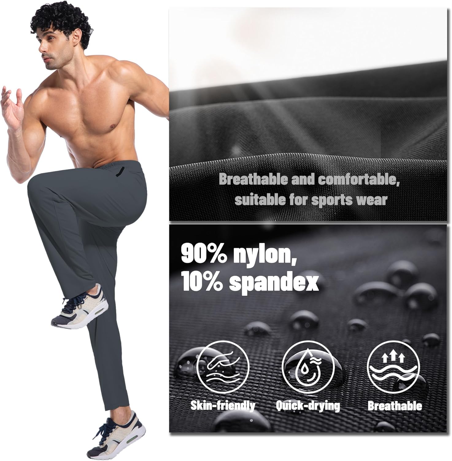Men's Athletic Running Pants with Zipper Pockets, Suitable for Outdoor, Gym, Running and Training - Image 6