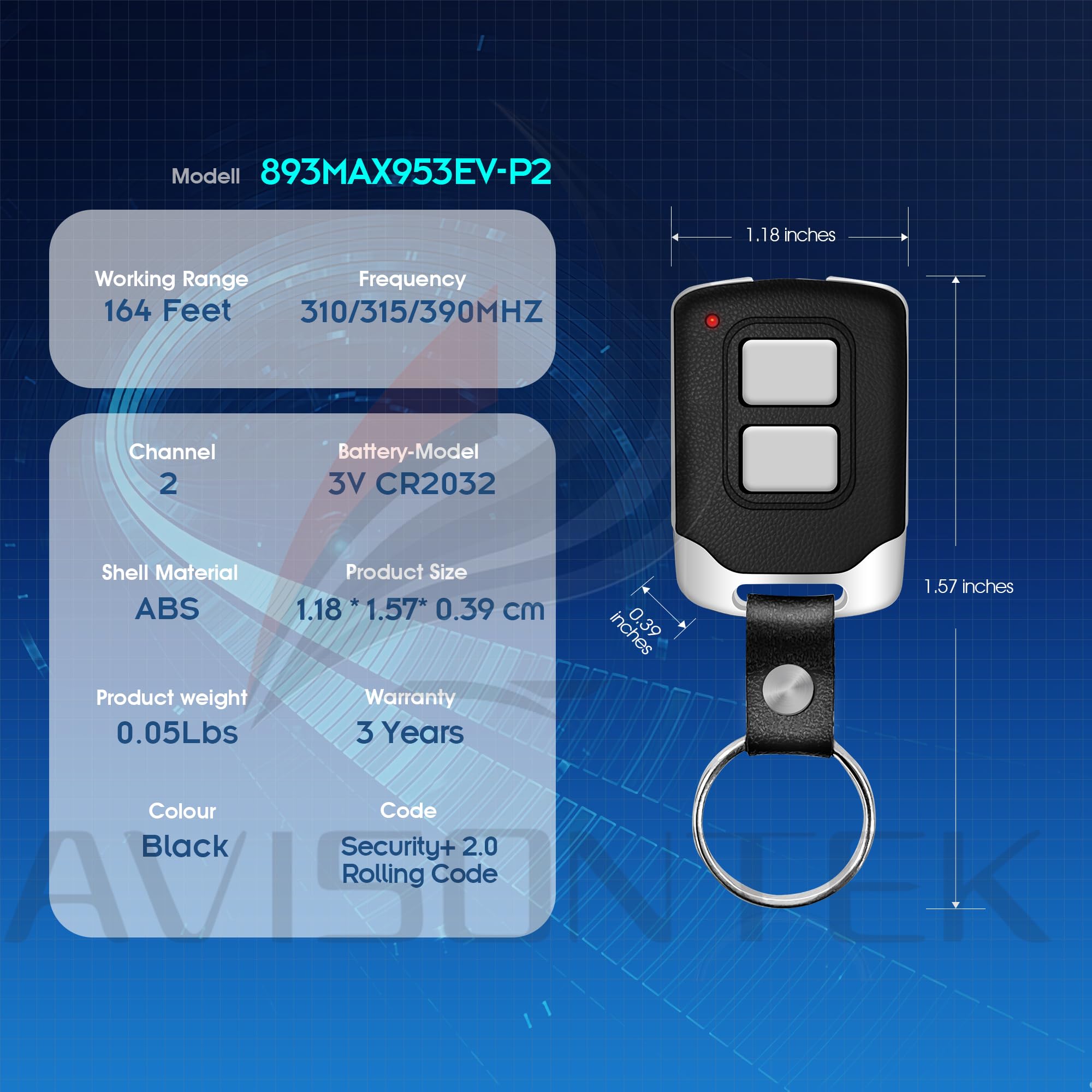 Chamberlain LiftMaster - Telecomando apriporta per garage, 893Max 953EV-P2, universale, 2 pezzi