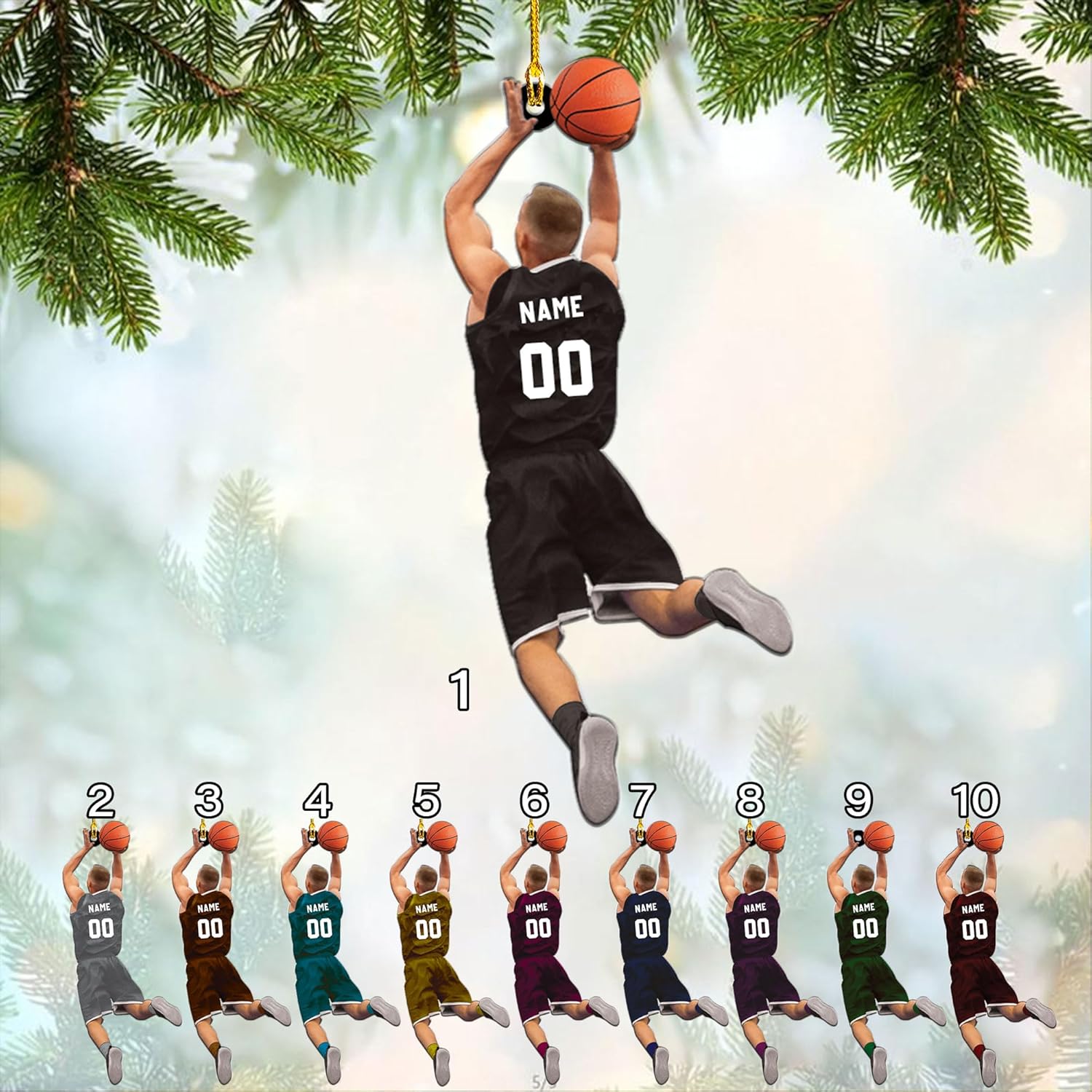 Artparel Personalized Basketball Ornaments, Basketball