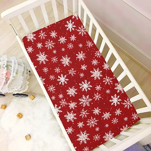 Miniatura 5 de Sábana bajera ajustable de Navidad para cuna de niños y niñas, sábana de cuna para cuna de bebé, sábana para cama de registro de bebé, 52 x 28