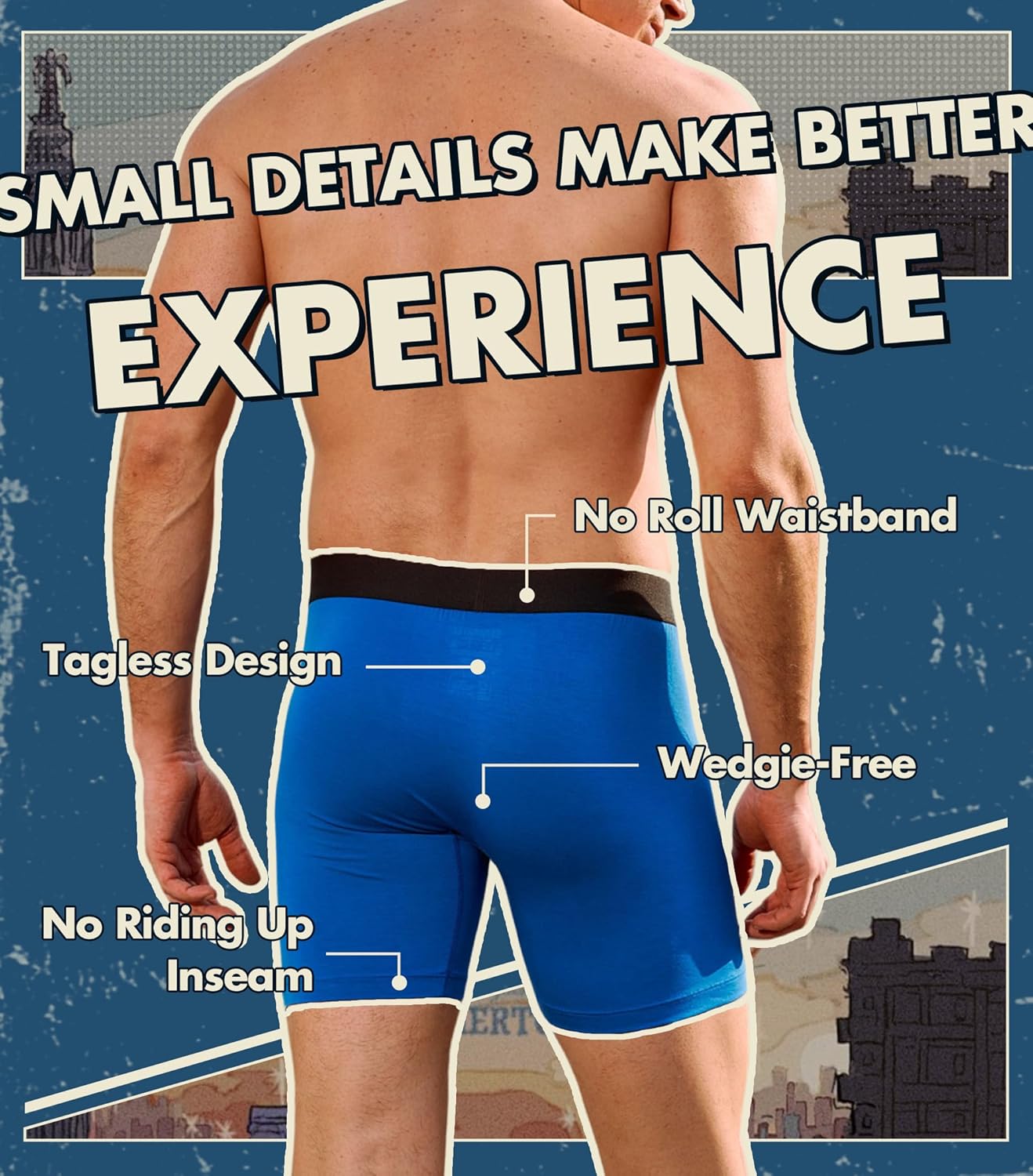 Separatec Dual Pouch Mens Underwear Breathable Cooling Rayon Made from Bamboo Underwear Men, Boxer Briefs and Trunks 7 Pack - Image 6