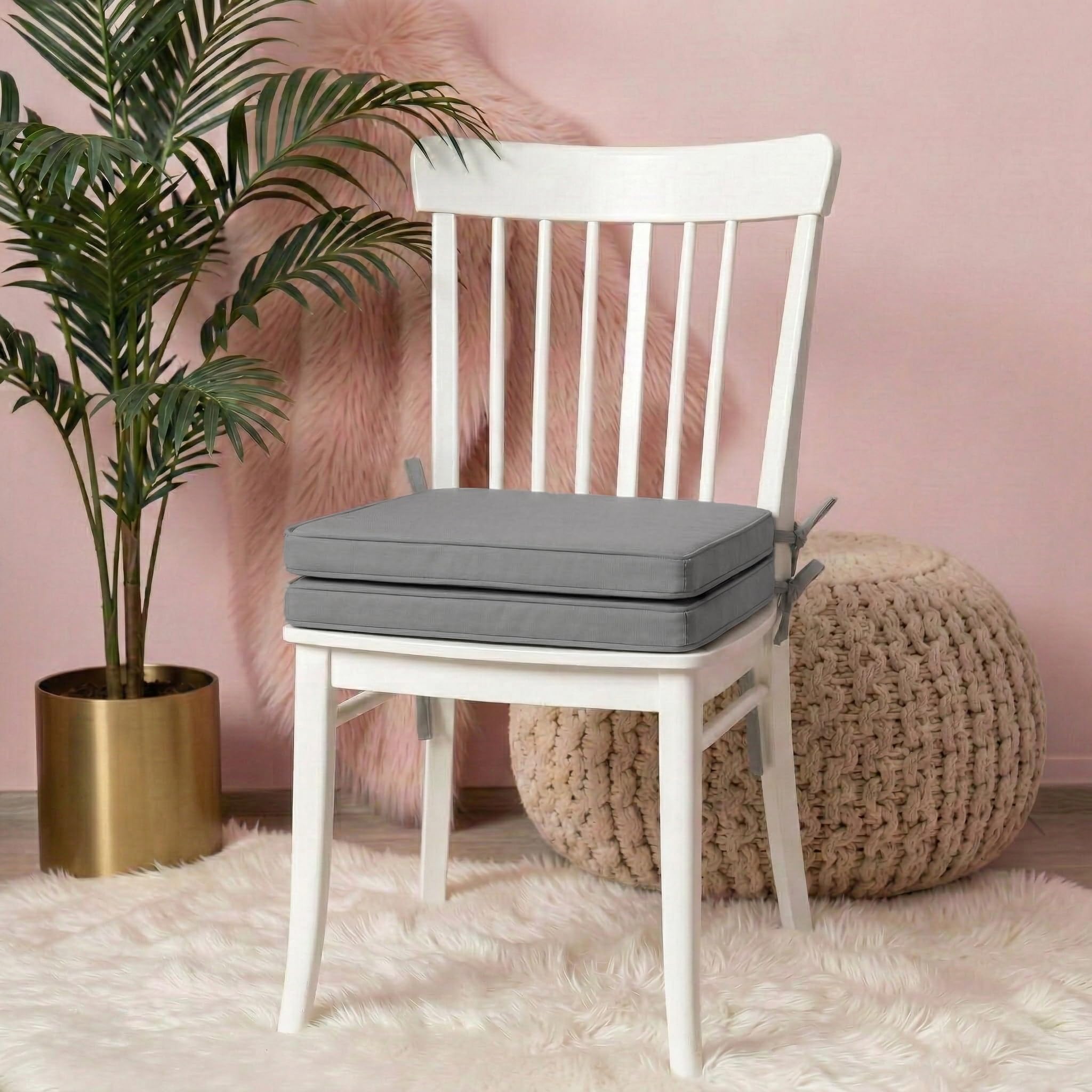 iSTYLE MODE BETTER HOME CHOICE Set Of 2, Water Resistant Chair Cushions With Ties Seat Pads Cushion Pad For Indoors Outdoors Patio Garden Foam Cushion Pad (50 x 44 x 4cm, Dark Grey) — image 1
