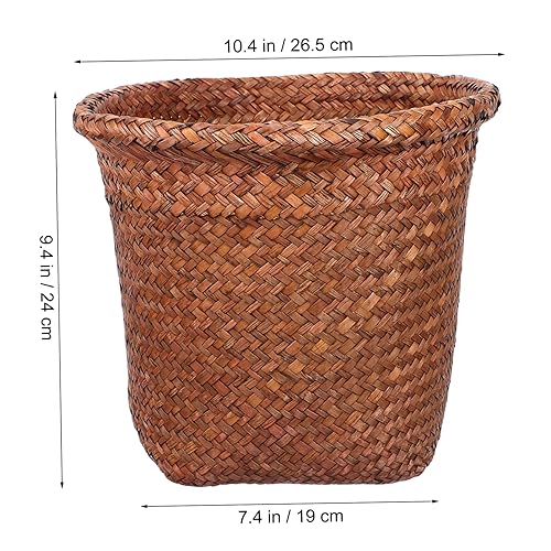 Miniatura 5 de Toyvian Caja de basura tejida para cocina, cesta de basura, 1 cesta de almacenamiento de ratán para el hogar, baño, cocina, oficina, 9.4 x 9.4 x 9.4