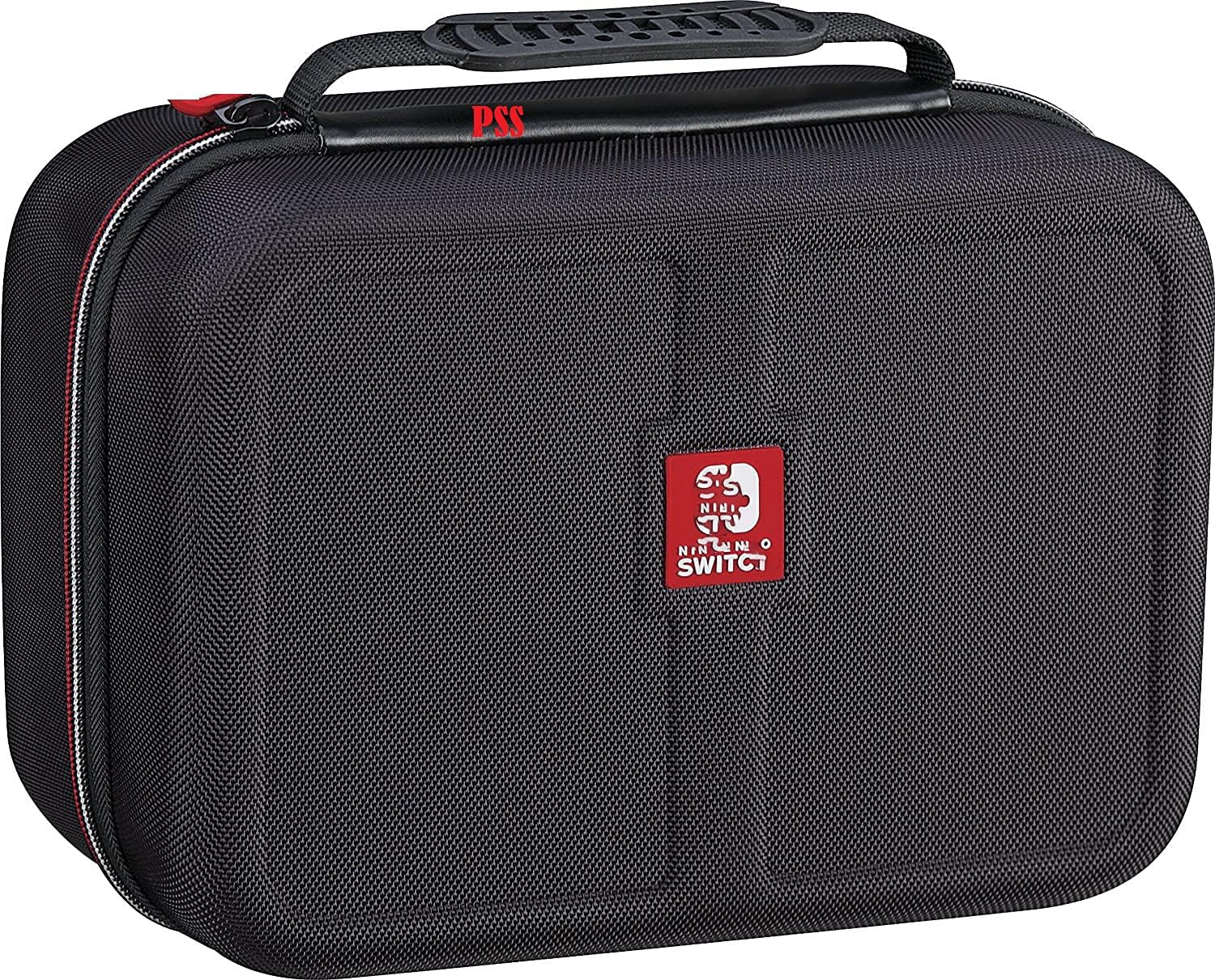 PSS Carrying Case for Nin/tendo Switch, Protective Hard Shell Middle Travel Carry Bag for Nin/tendo Switch Console Pro Controller and Accessories, Rubberized Handle and Shoulder Strap-Black.