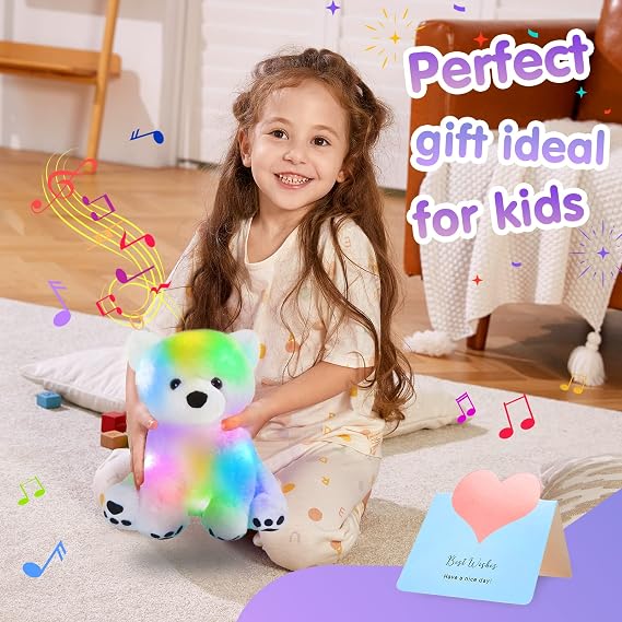 Houwsbaby ミュージカル LED ぬいぐるみ ホッキョクグマ フロッピー 歌う 愛らしいフラシ天 ライトアップトイ 光る 子守唄 アニメーション 癒し 誕生日 子供 幼児 女の子 ホワイト 9インチ