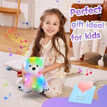 Houwsbaby ミュージカル LED ぬいぐるみ ホッキョクグマ フロッピー 歌う 愛らしいフラシ天 ライトアップトイ 光る 子守唄 アニメーション 癒し 誕生日 子供 幼児 女の子 ホワイト 9インチ