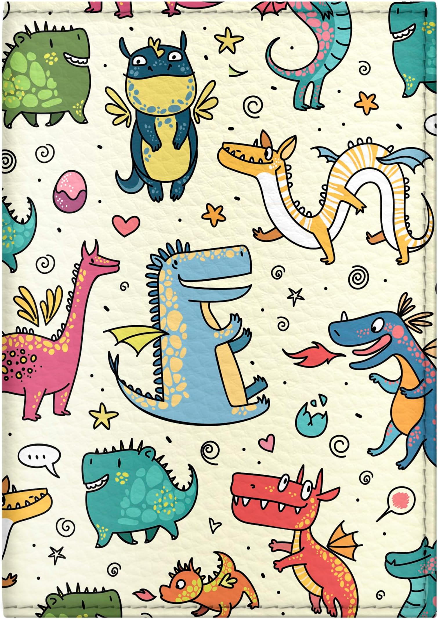 パスポートカバー 女の子 かわいい子供用パスポートホルダー, かわいいドラゴンの柄, モダン