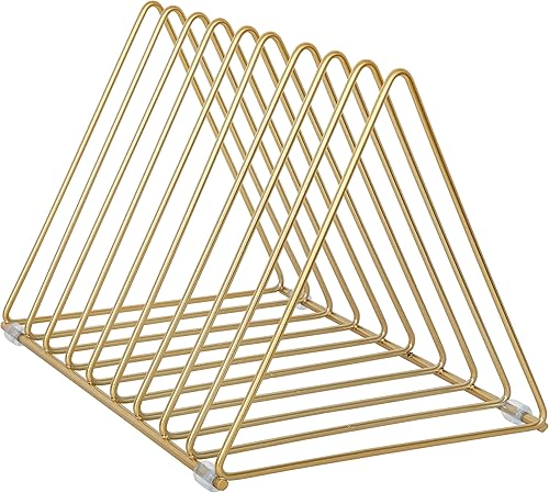 Martha Stewart Ryder Gold Mesh Metal 9 Ranuras Triángulo Archivador de Revistero Organizador de Escritorio Organizador Clasificador