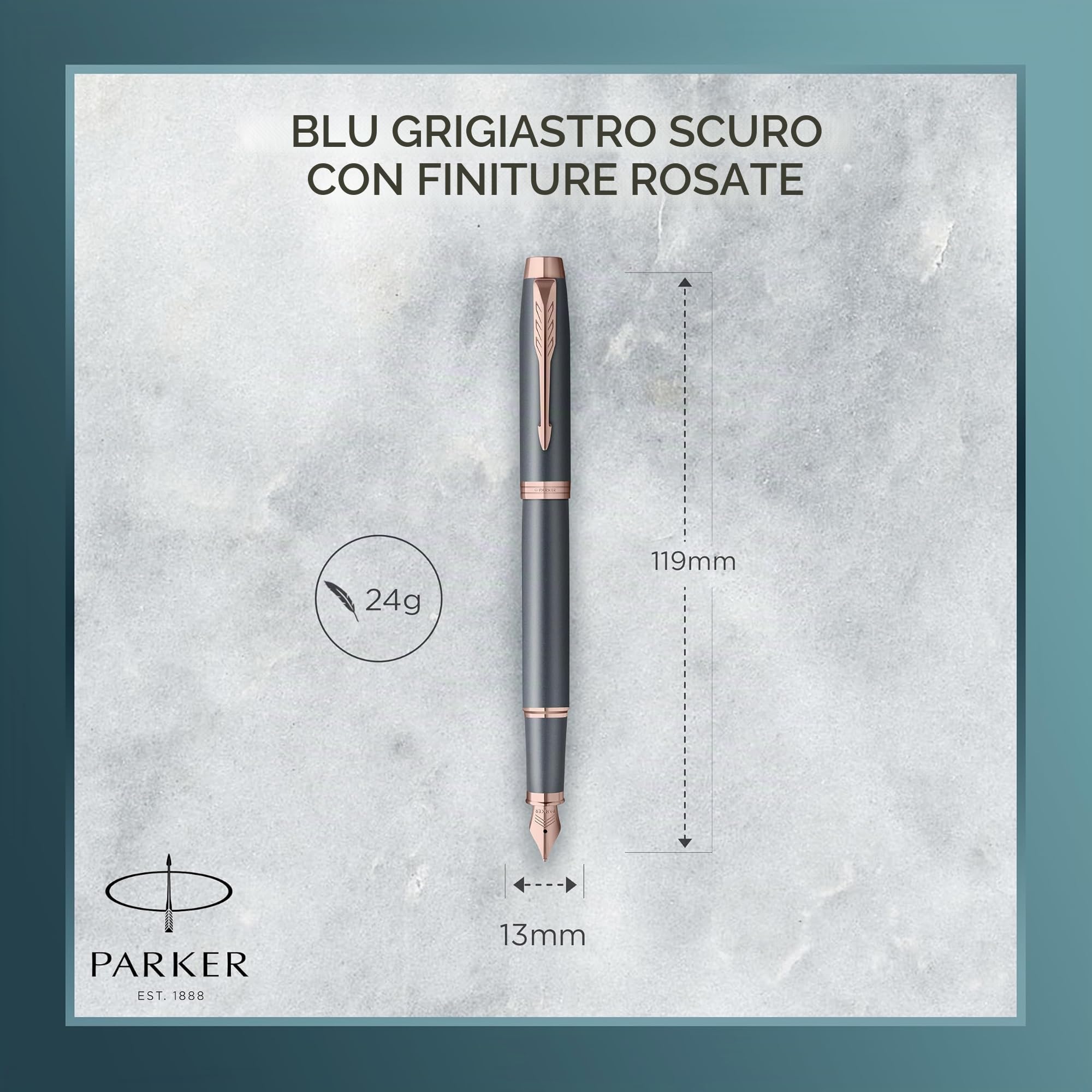 Parker IM Penna stilografica | Collezione Finishing Touch | finitura ardesia | punta fine | inchiostro blu | confezione regalo
