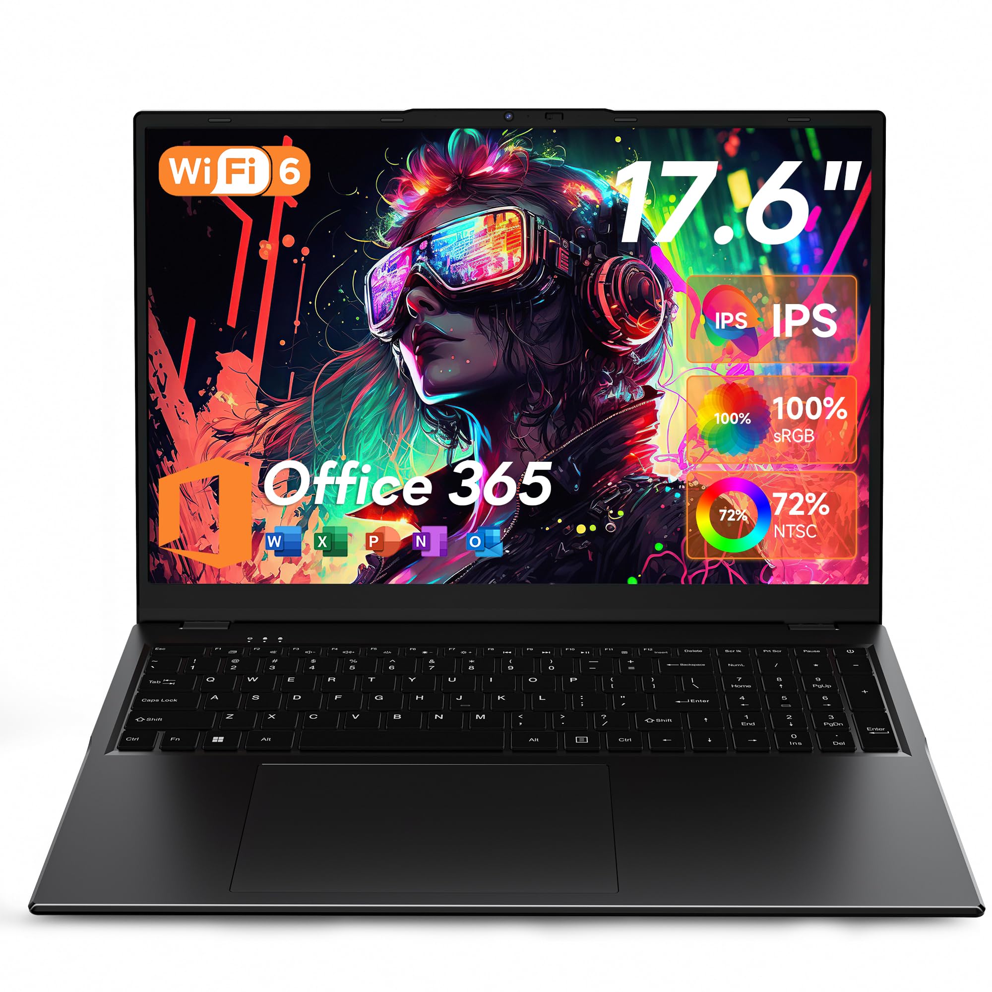 17.6 Inch Laptop, 4-Core N95 CPU, 16GB DDR5 RAM 640GB SSD, Windows