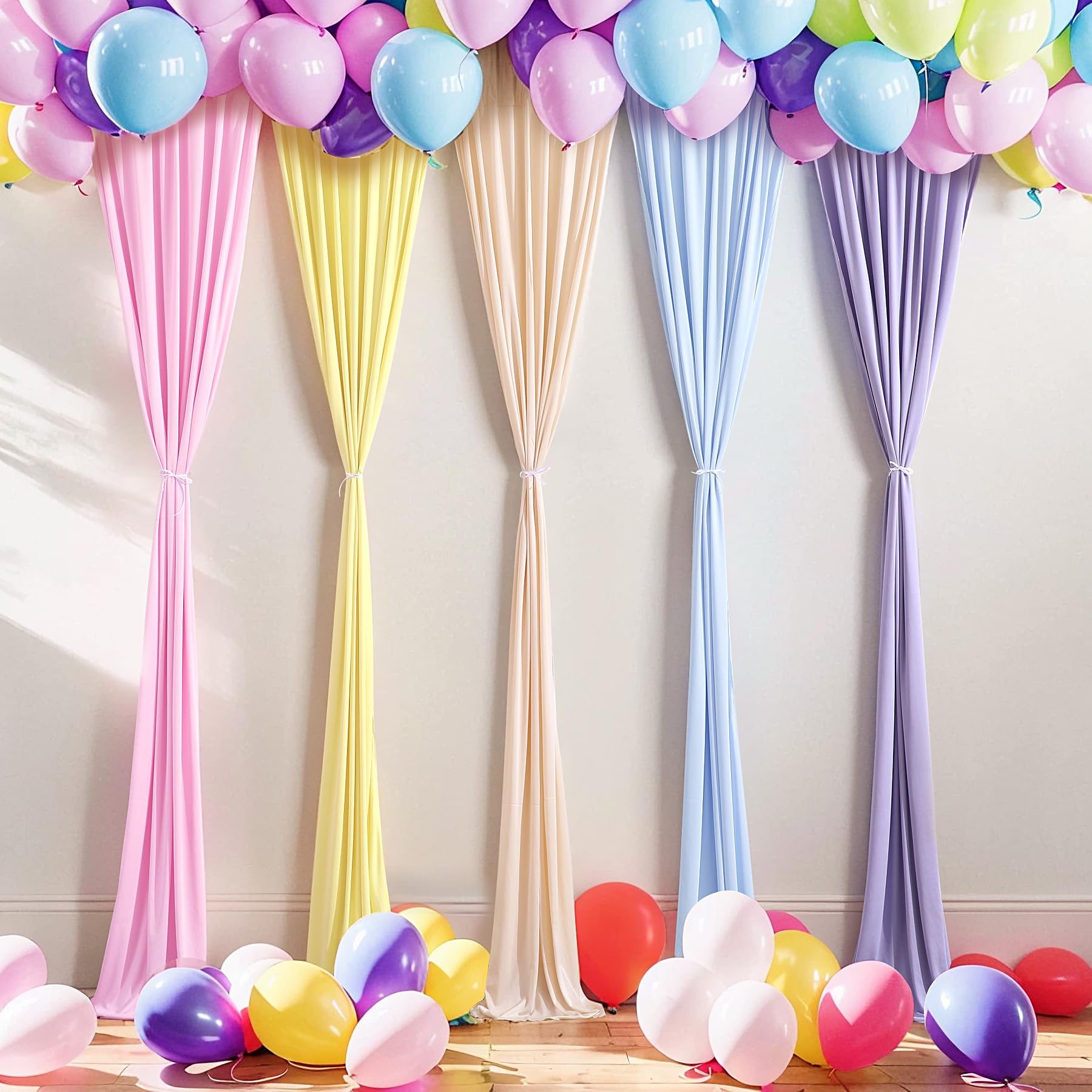 Pastel Rainbow Backdrop Curtains 12ft ×10ft Unicorn Party Backdrops for Birthday Party Decoration 5Panels
