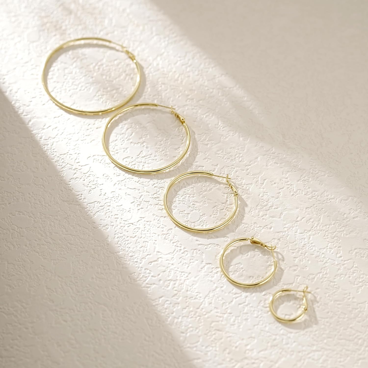 AllenCOCO 2mm Large Gold Hoop Earrings Hypoallergenic Sterling Silver Post 14K Gold Plated Lightweight Thin Hoops for Women 20/30/40/50/60MM - Image 7