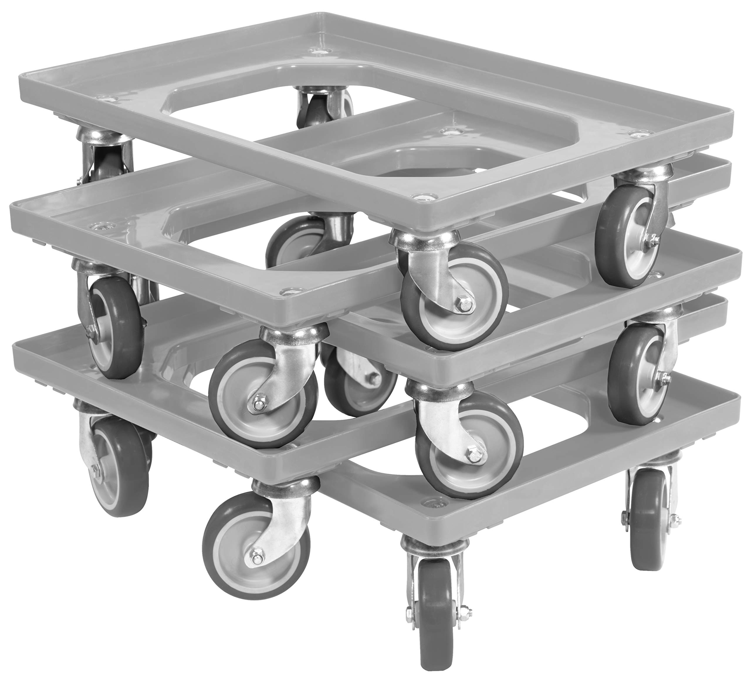 5 Stück Transportroller für Kisten 60 x 40 cm mit 4 Lenkrollen in grau