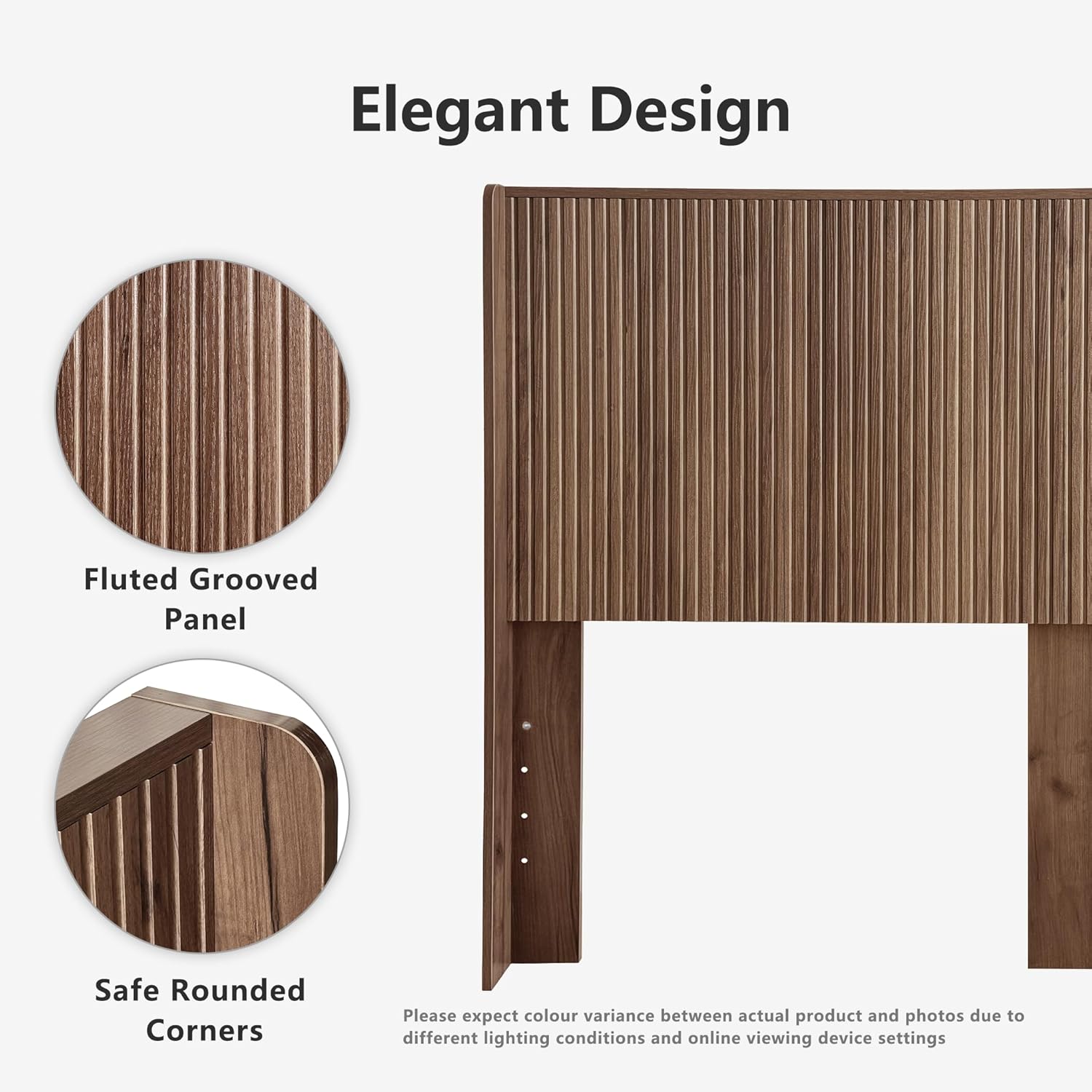 FORTURETEC King Size Headboard Only,78.7" Wide Wooden Headboard, Mid Century Modern Farmhouse Head Board, Wall Mounted Headboard, Fluted Panel, Wingback Head Board (Walnut, King)