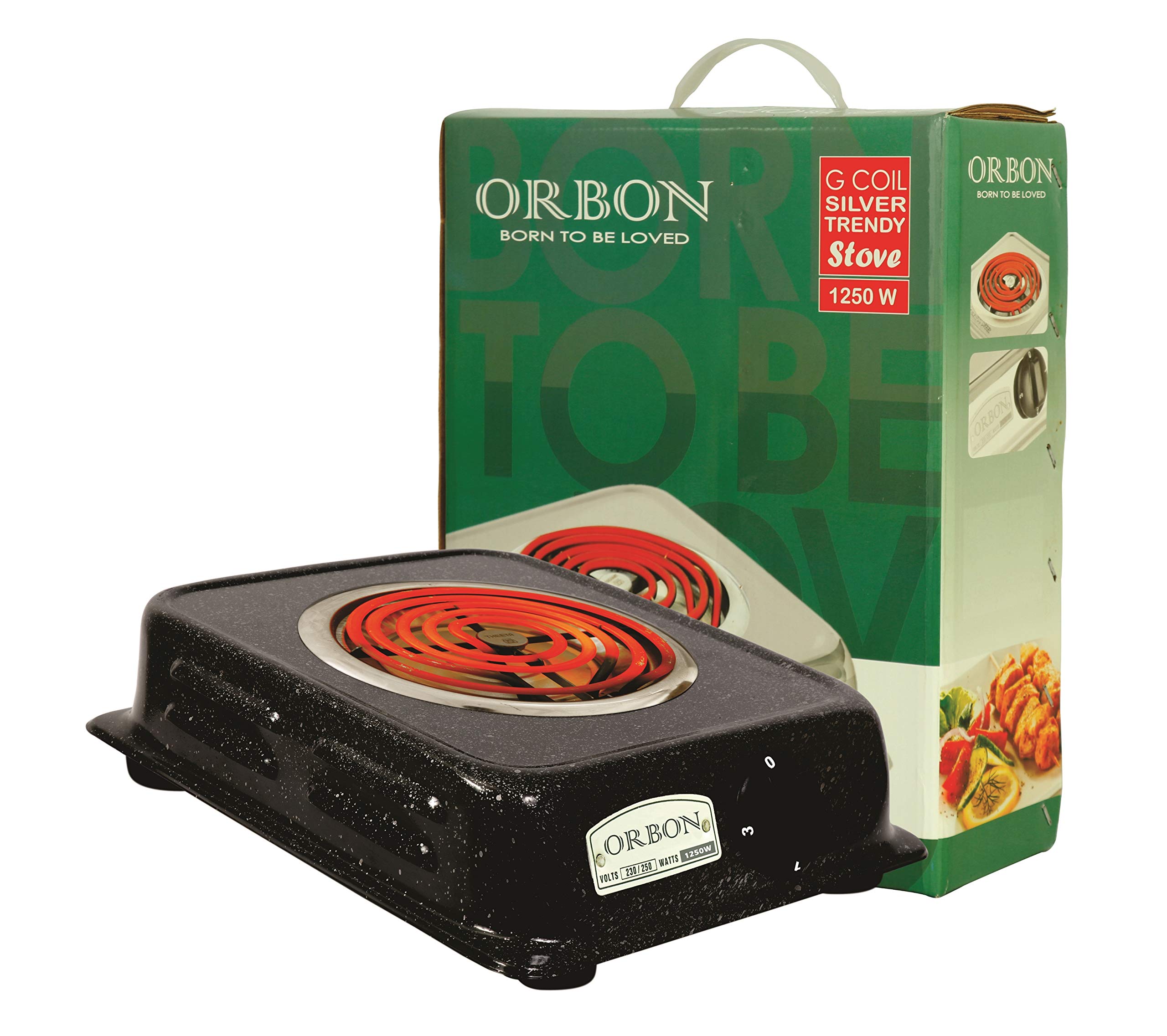Buy ORBON 1250 Watt Rectangular Marble Vitreous Black G Coil Stove Hot