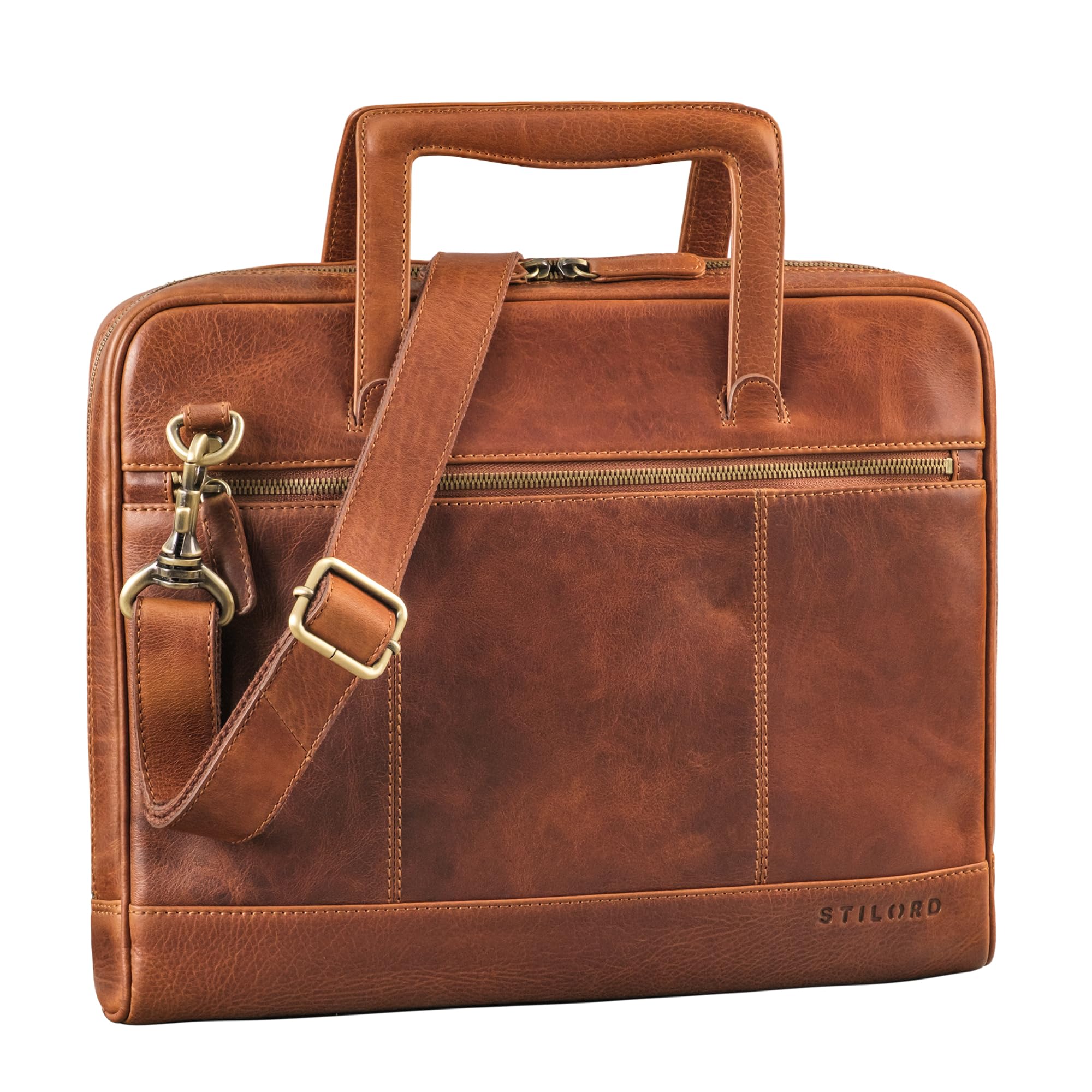 STILORD "Tristan" Borsa Porta Pc 14 Pollici Uomo Pelle Ventiquattrore Sottile per Lavoro Viaggio Business Bag Vintage Custodia Laptop in Vera Pelle Colore:kara - cognac