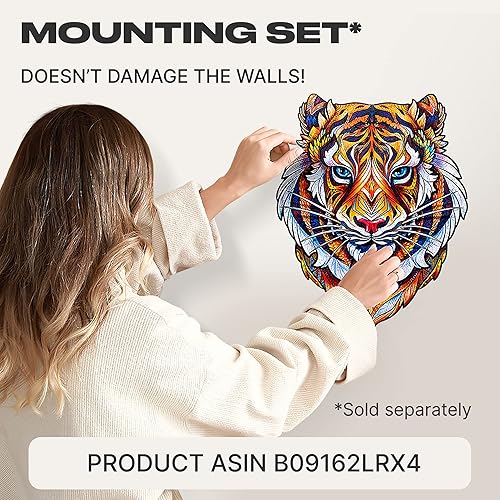 Miniatura 7 de UNIDRAGON Rompecabezas de madera originales, bonito tigre, 104 piezas, pequeño 7.4 x 9.3 pulgadas, hermoso paquete de regalo, forma única, el mejor