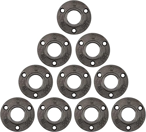 Miniatura 16 de PIPE DECOR - Brida de piso cuadrada de 1 pulgada, paquete de 4 unidades, hierro maleable, compatible con tubos de plomería de acero negro de un