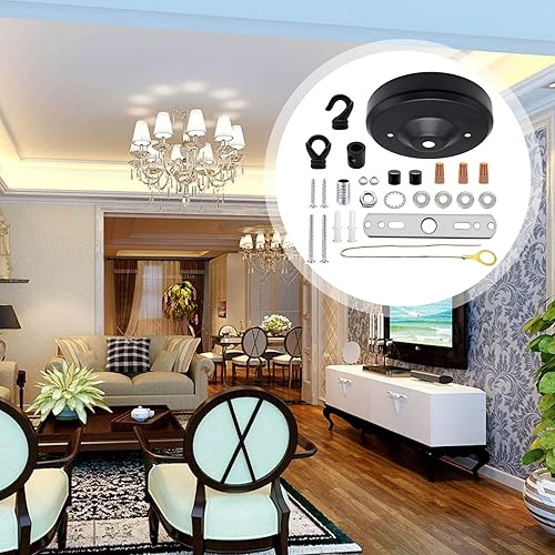 Miniatura 5 de ECUDIS Kit moderno de iluminación de techo de 4.5 pulgadas con herrajes, placa de techo para lámpara colgante con todos los accesorios de montaje,