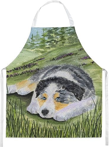 Caroline's Treasures SS8283APRON - Delantal de pastor australiano para cocinar, hornear, manualidades, jardinería, para adultos, mujeres, hombres,
