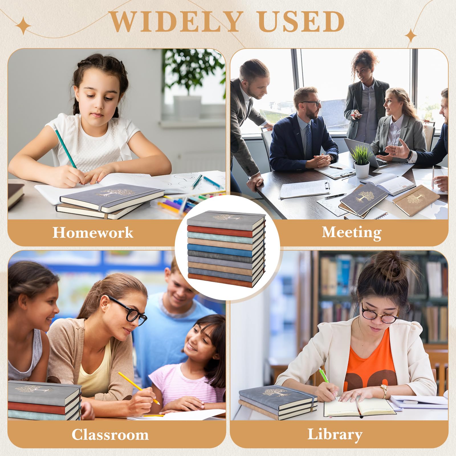 Dispowreath 10-Pack A5 Lined Journal Notebooks, Leather Hardcover - View #2