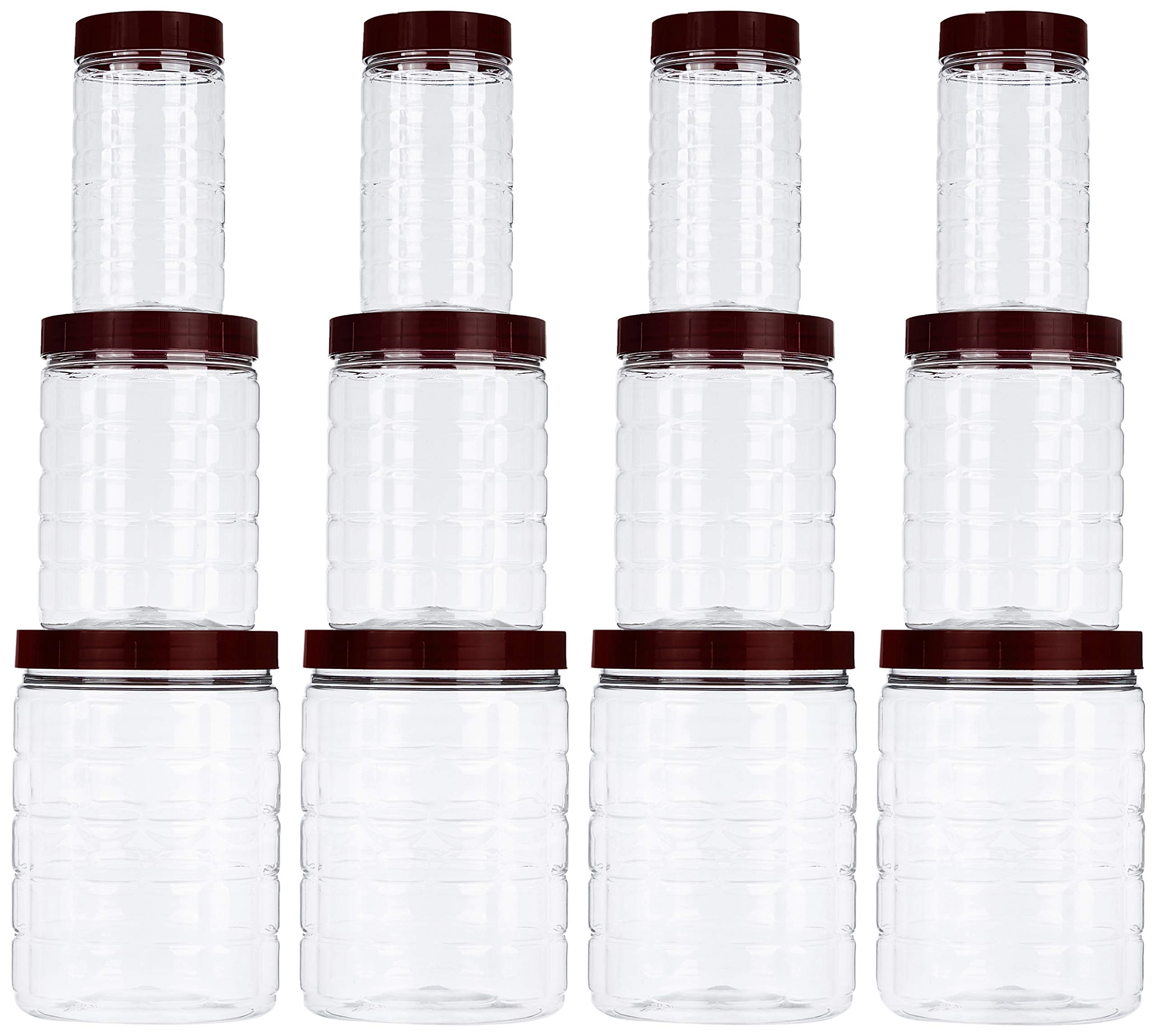 Amazon Brand - Solimo Checkered Airtight Jar Set Of 12, Plastic, Brown (B07FYF7RXV) Amazon Price History, Amazon Price Tracker