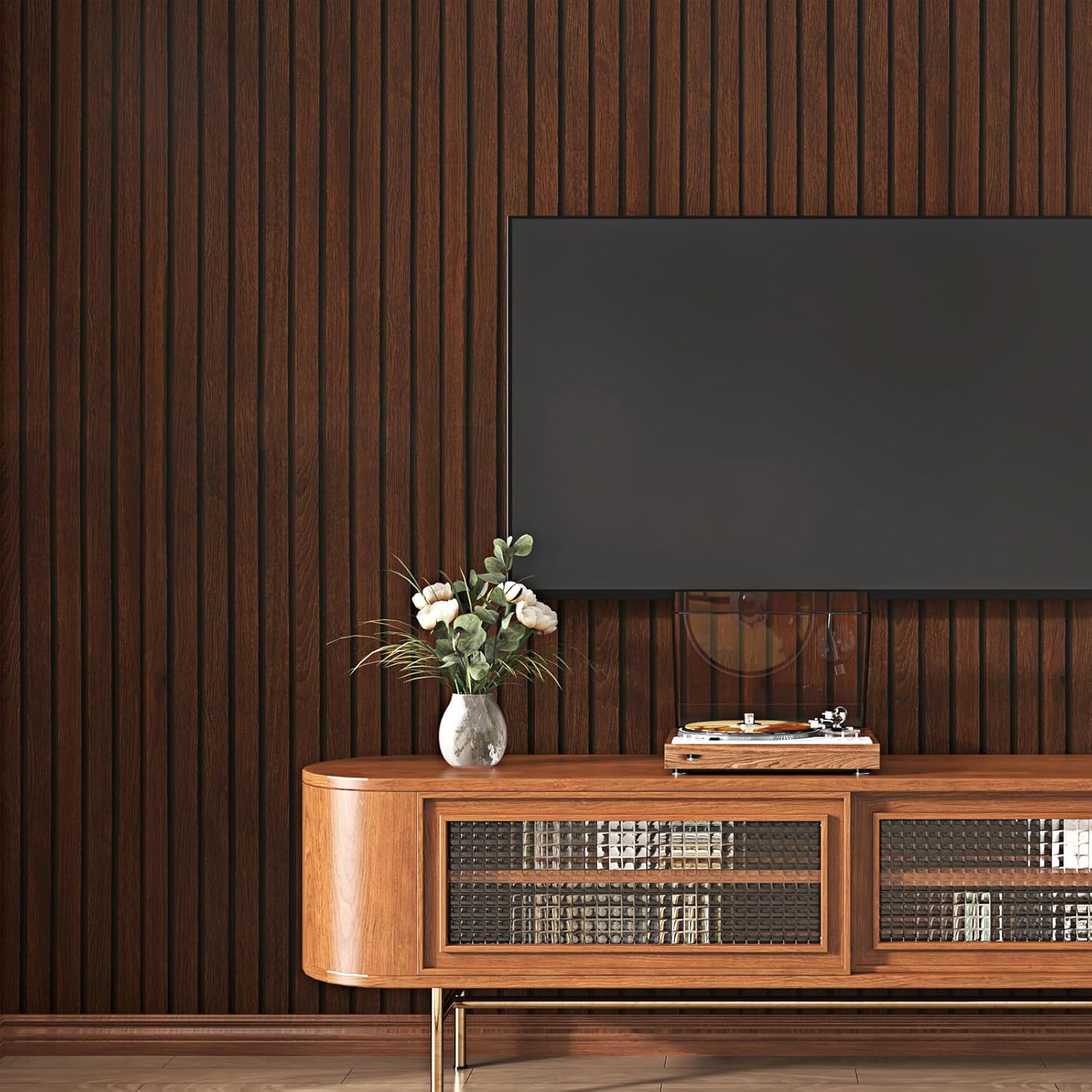 Brown Wood Panel Wallpaper Peel and Stick Faux Wood Panel Wall Covering Waterproof Contact Paper for Cabinets and Drawers Accent Walls Bedroom Furniture Textured Wallpaper Vinyl 17.7"x315"