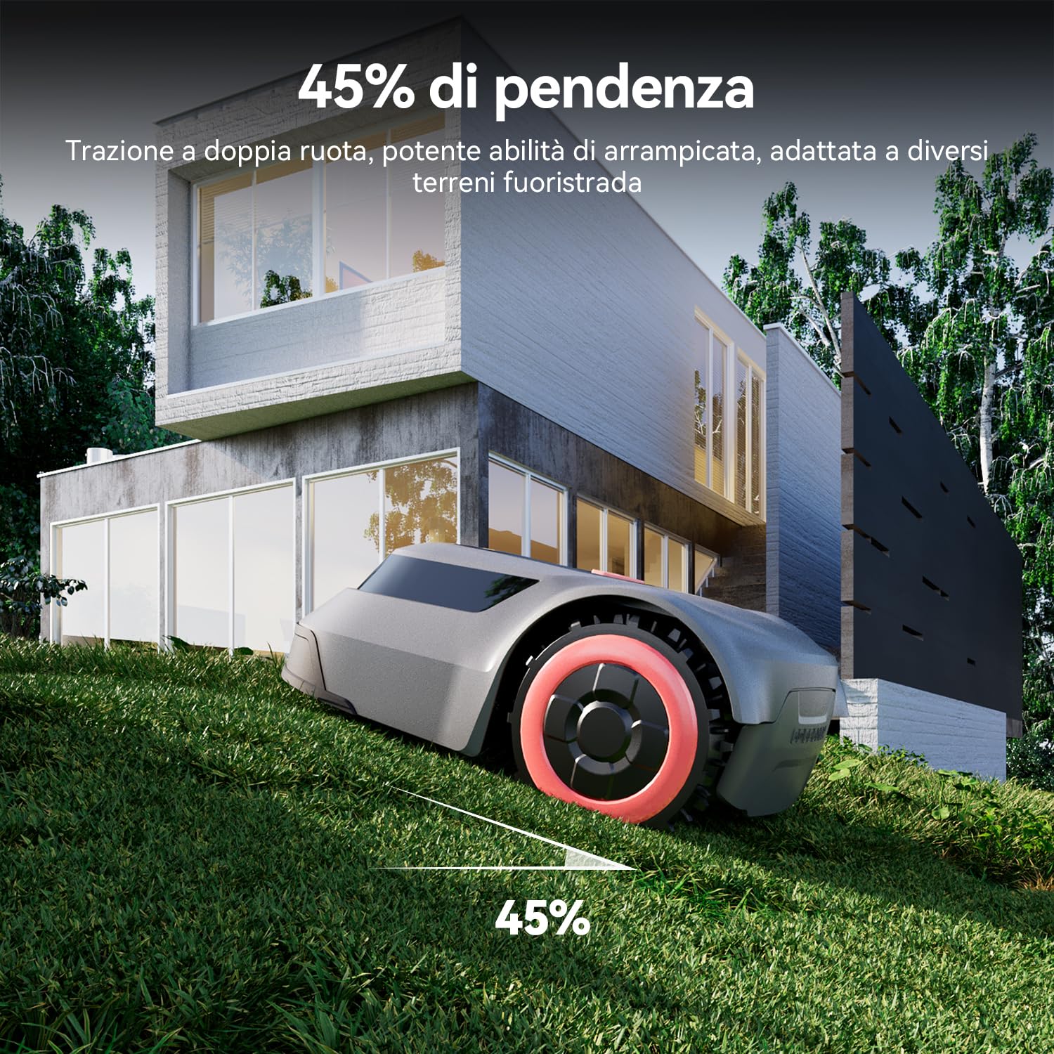 Redkey MGC500 Robot Trimmer Rilevamento di Rottura del Cavo, Angolo di Salita Massimo di 24°, Vassoio di Lame a Sollevamento Automatico, Controllo Attraverso Applicazione, per Spazi Corte fino a 500