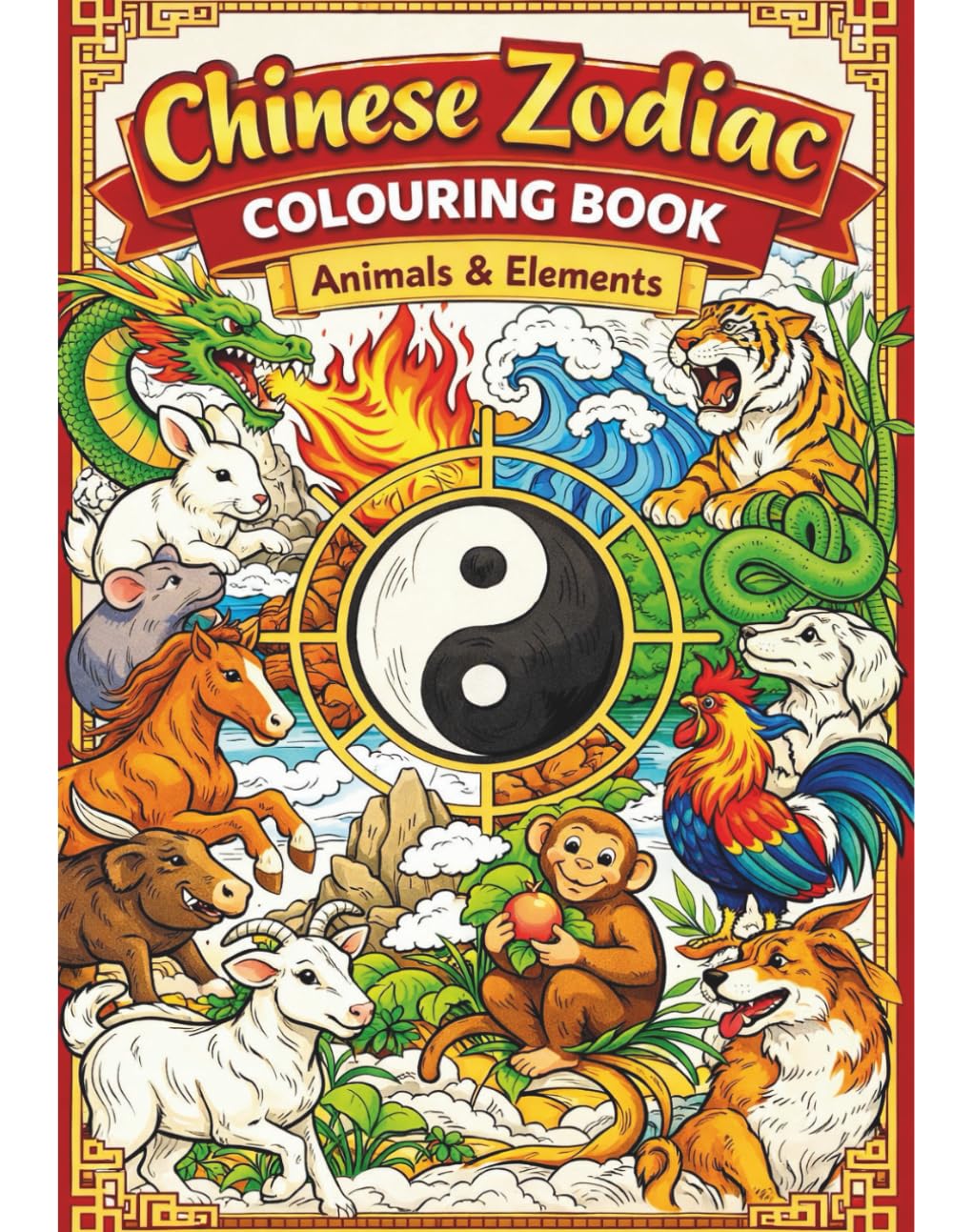Chinese Zodiac colouring book; Animals and elements