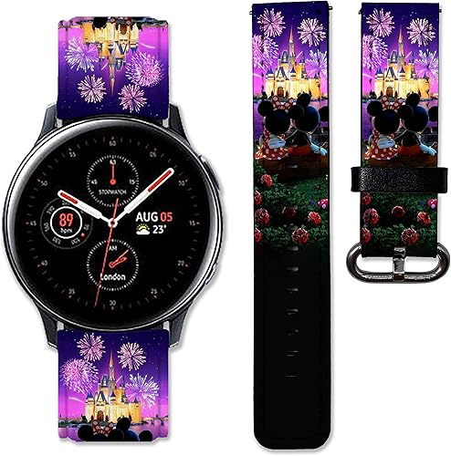 Correa de cuero con patrón de dibujos animados compatible con Samsung Galaxy Watch4 Watch 4 Classic 3 Active 2 de 1.575 in, 1.614 in, 1.654 in,