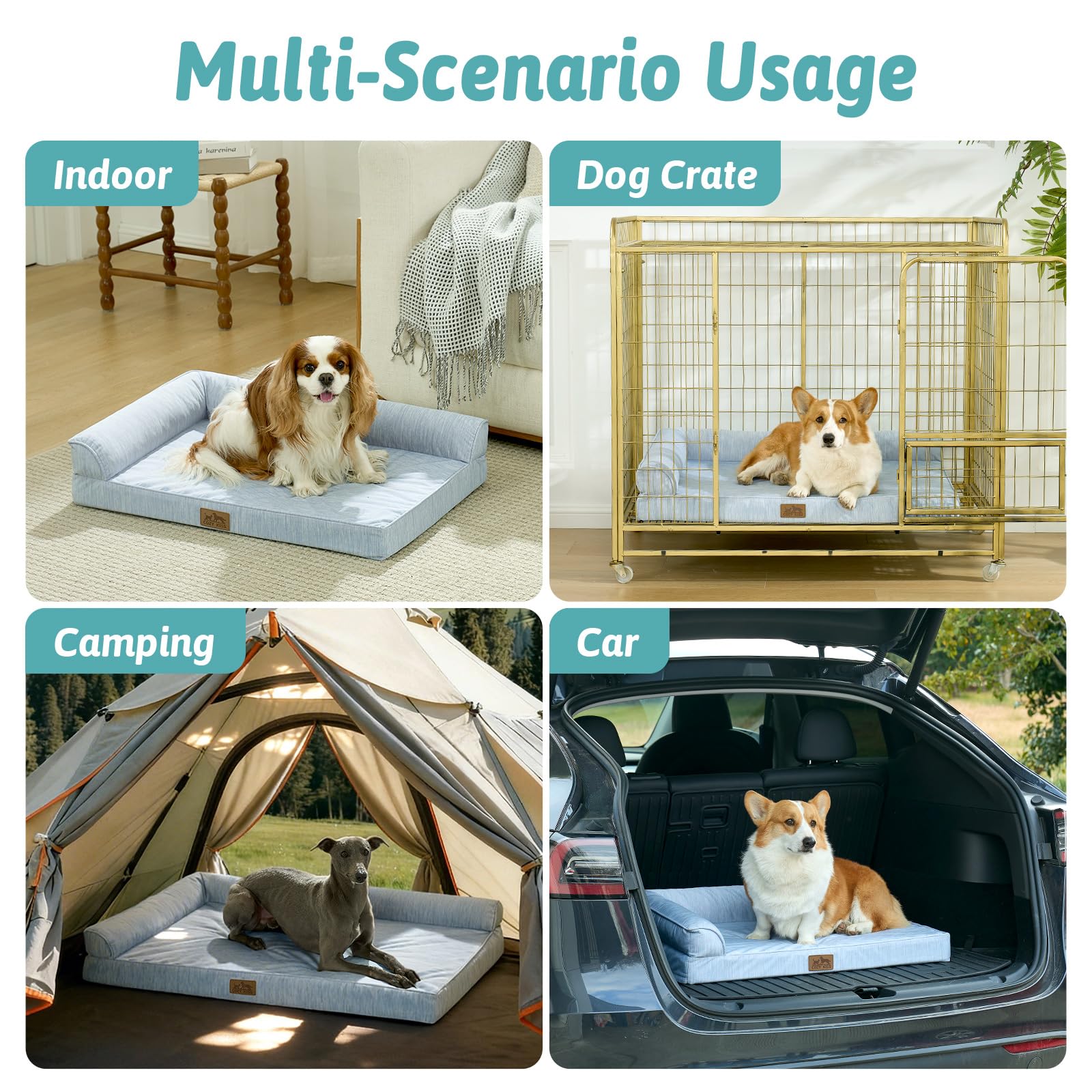 COZY KISS Panier Chien Orthopédique Rafraîchissant, Tapis Chien pour Chien Imperméable, Coussin Chien Dehoussable Lavable, Lit Chien avec Housse Amovible, Canapé pour Chien, Bleu, XL(107x76x18 cm)