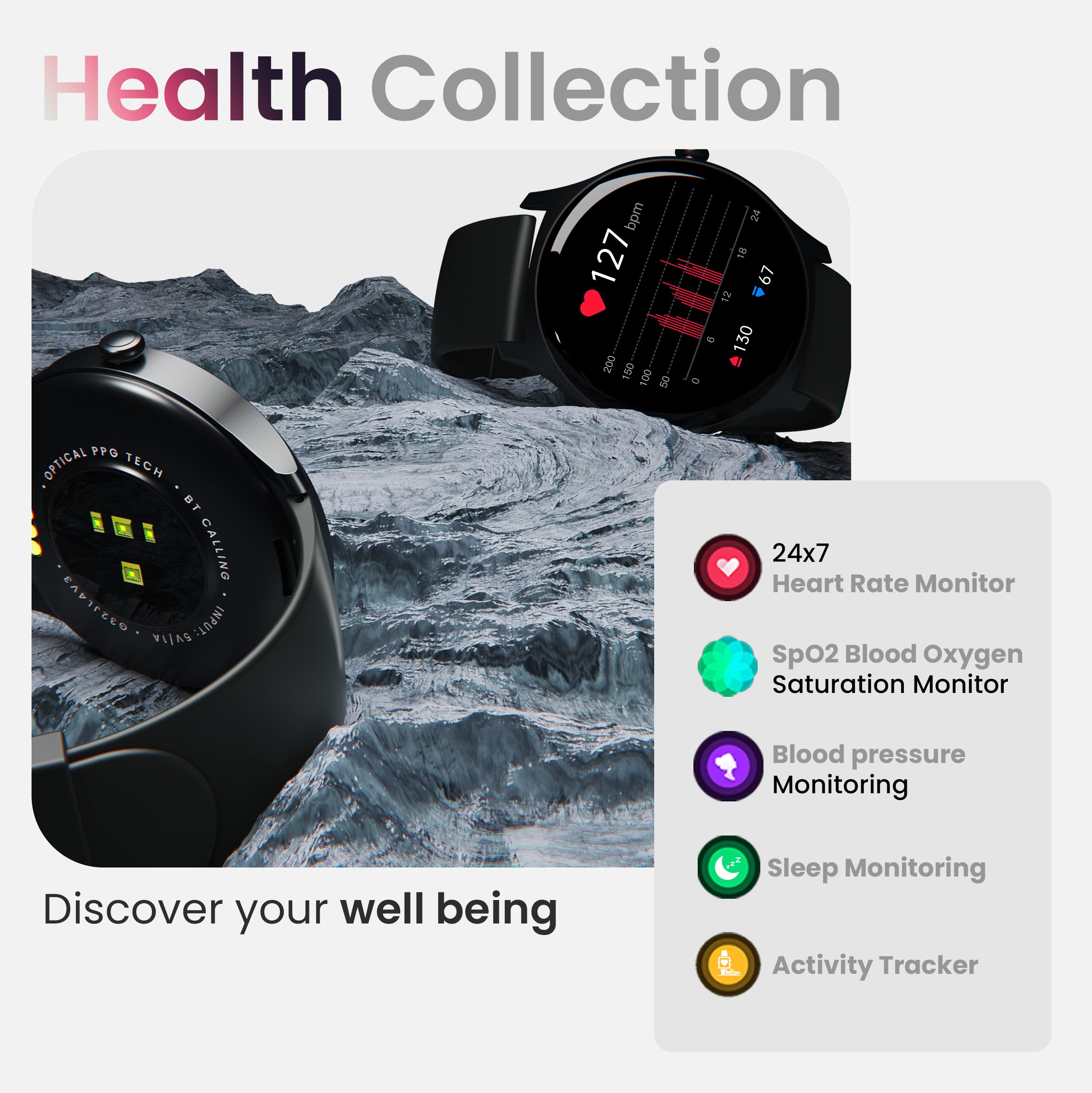 Boult Rover Pro Smart Watch 3.0 cm AMOLED, połączenia Bluetooth, IP68, ramka ze stopu cynku, jasność 1000 nitów, asystent głosowy AI, monitorowanie SpO2, smartwatch z trybem sportowym 120+ (Ash Black)
