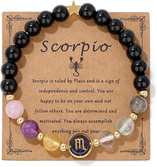 GolbalJew Zodiac Bracelets for Women 12 Constellations Healing Crystal Stone Beads Bracelet Birthday Zodiac Gifts Horoscope Spiritual Bracelet