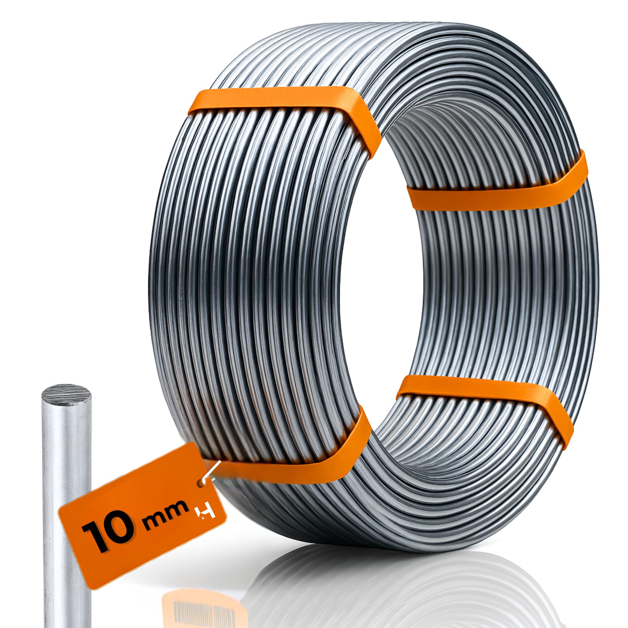 HausHeld® Cavo di Protezione da Fulmini Tondo 4m – Alluminio fi10mm | Filo di Terra AlMgSi | Protezione Antifulmine di Alta Qualità | Filo di Terra Flessibile e Resistente alla Corrosione | Venduto al
