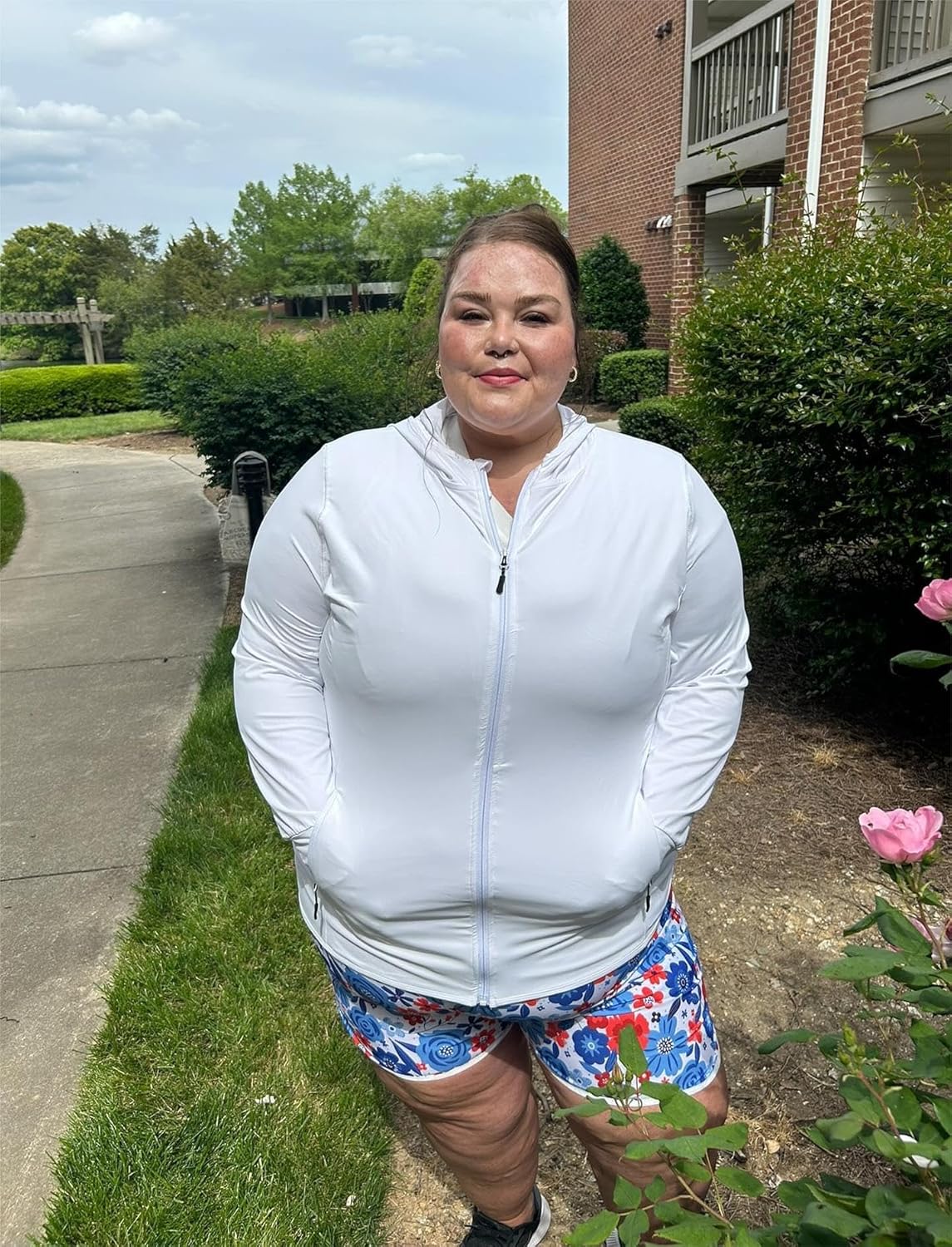 COOTRY Womens Plus Size Workout Jackets Full Zip Up Lightweight Athletic Running Hoodies with Thumb Holes - Image 2