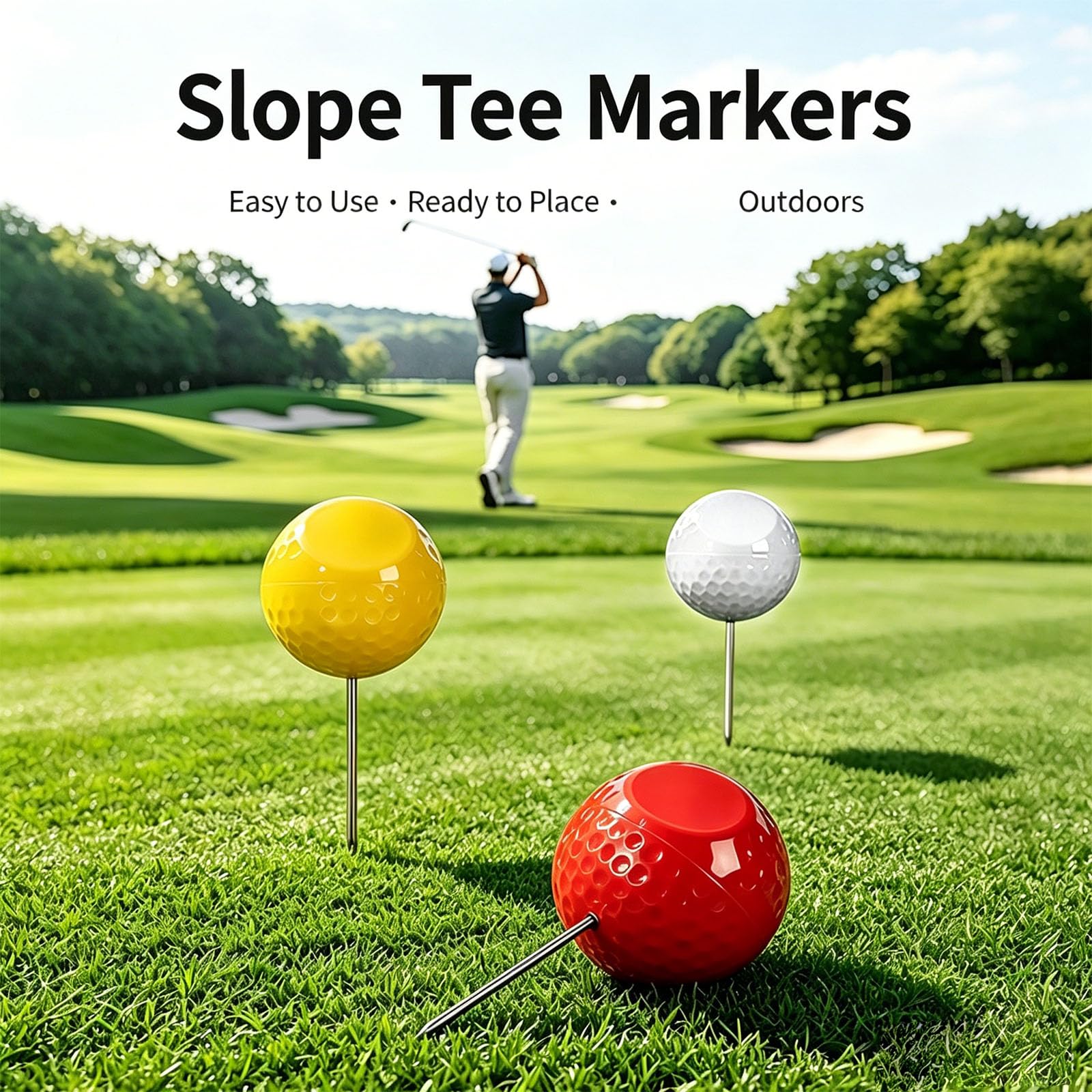 Marcadores de Campo de práctica para áreas de de Golf, Juego de marcadores de Cabeza de Bola de 2 Piezas con estacas de Suelo para colocación de césped Aire Marcador de instalaciones de