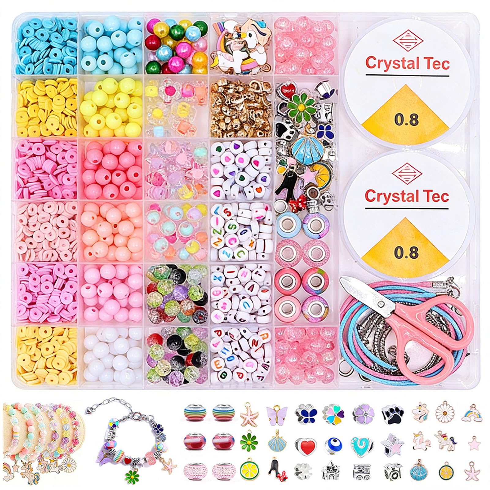 Beads Bracelet Making Kit 1410 Pcs Friendship Bracelet Kits, Various Styles of Metal Pendant Beads with Bracelet Necklace for DIY Jewelry Making