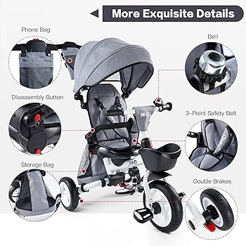 【美品】　三輪車　子供用三輪車　JCT baby 3in1tricycle 3in1 Tricycle 三輪車 手押し かじとり 幌付き おしゃれ 子供用