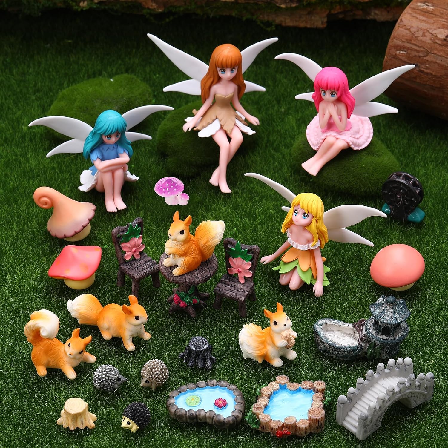 Fairy Garden Accessories 25Pcs - Miniature Garden Ornaments Landscape Decorations Mini Fairy Figures Animal Plant Furniture Set for DIY Terrarium Potted Plants Dollhouse Decor image 2